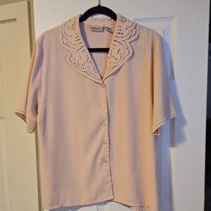 Vintage Worthington Soft Pink Blouse Lace Collar